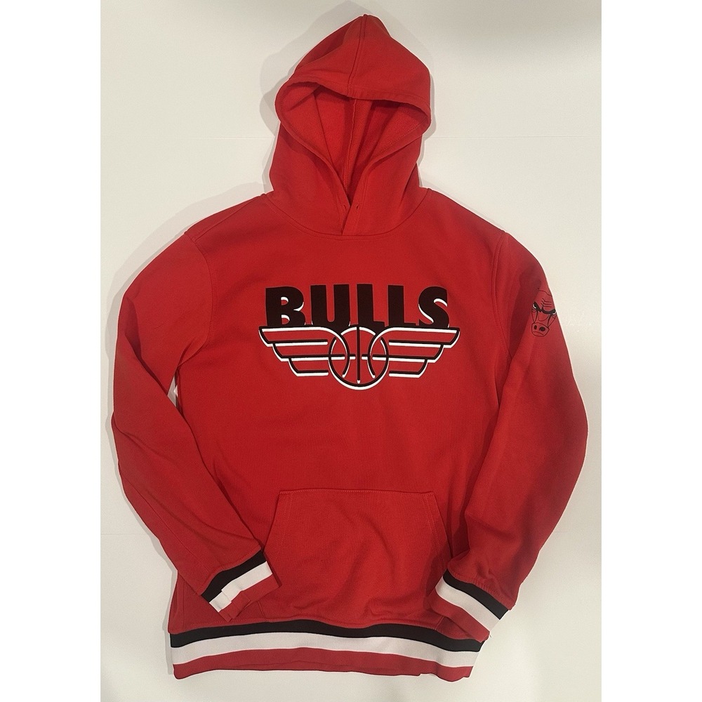 VTG Chicago Bulls NBA Hoodie Red Winged Basketball Logo Pullover Men's Medium